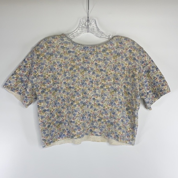 Vintage Knitmania Floral Short Sleeve Crop Top - Picture 2 of 7